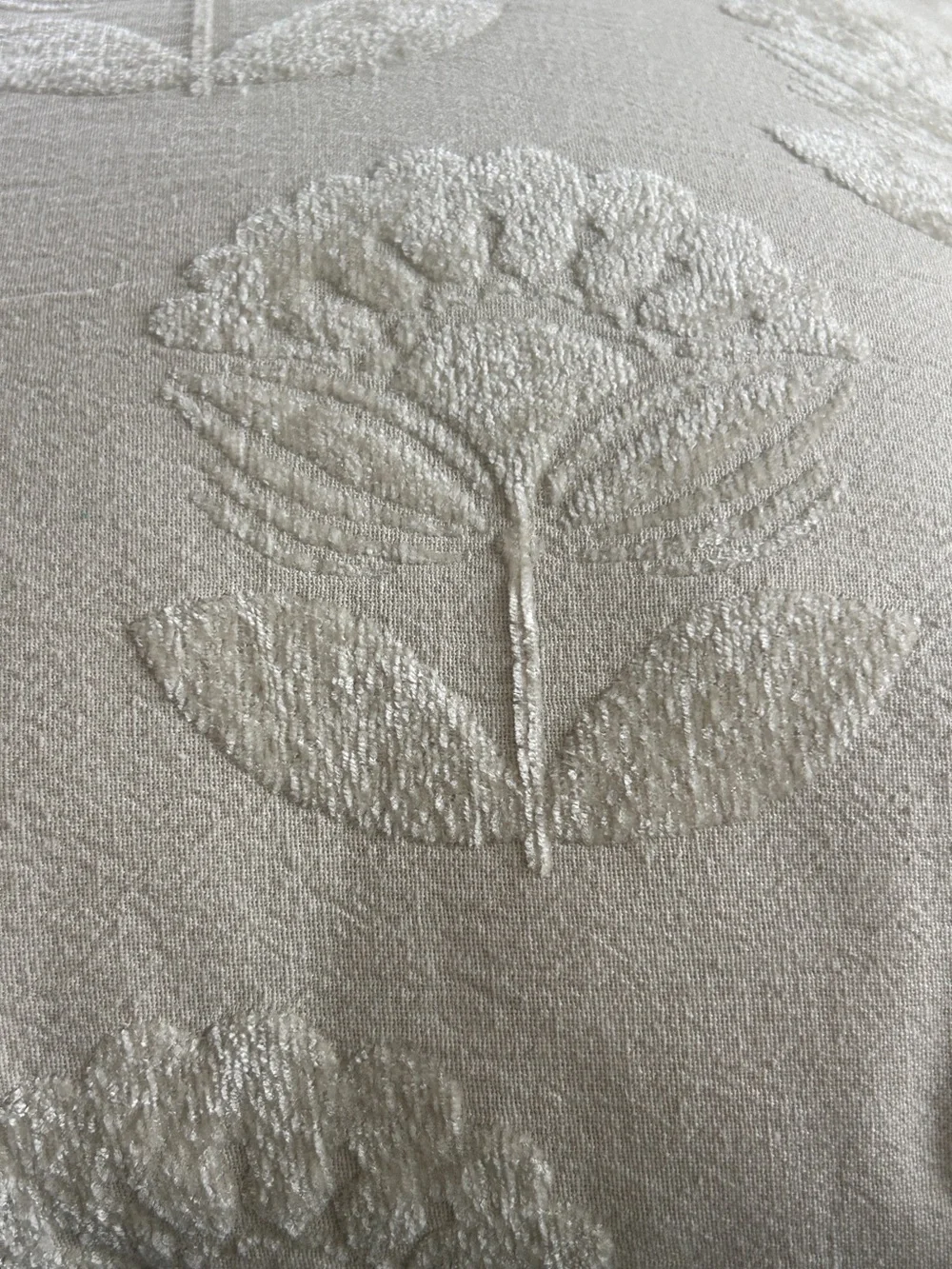 Textured Large Throw Pillow NEW! 20 x 20 Solid Natural Cream Raised Boho Floral
